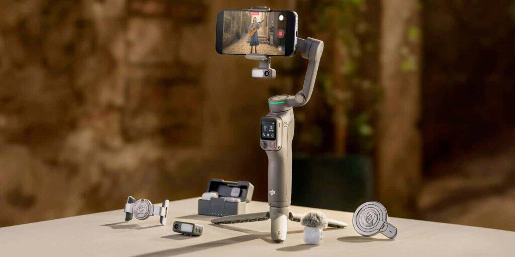 Przenośny gimbal DJI Osmo Mobile 8P do stabilizacji smartfonów, idealny na premiery i nagrania w ter.